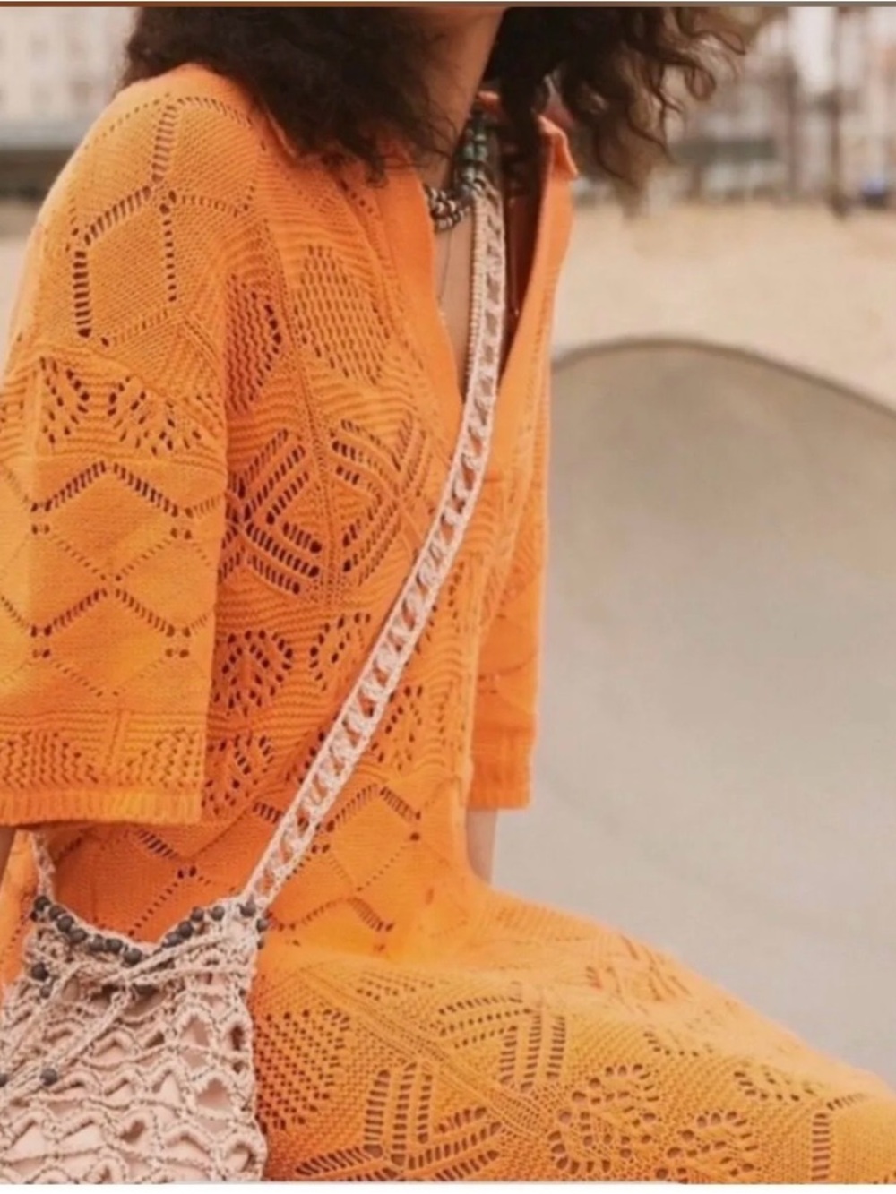 Free People Beach Islamorada SweaterDress/Swim Cover Up Cotton Orange Size S